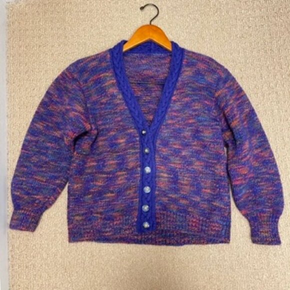 Vintage Twilight Hand Knit Cardigan Multicolour Purple - Picture 6 of 9